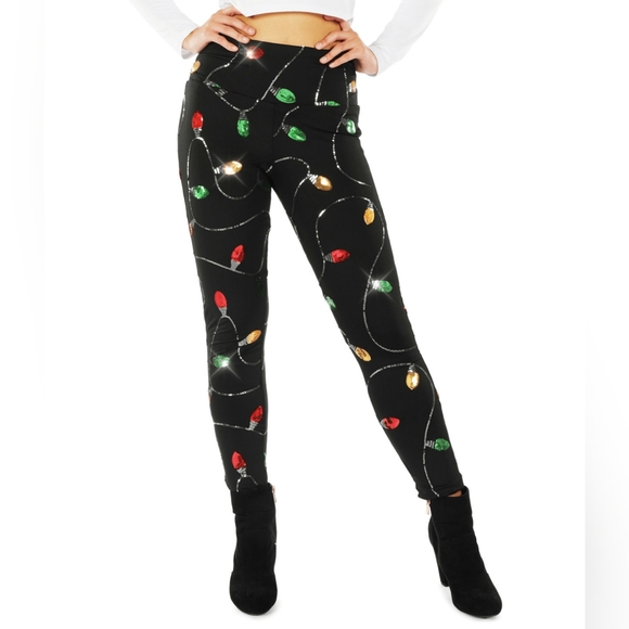 Tipsy elves christmas lights high waisted sequin leggings - Picture 1 of 5